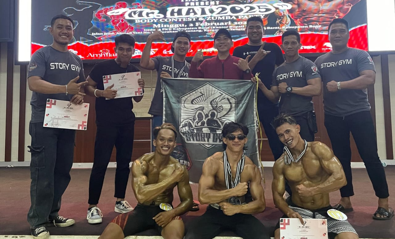 Terjunkan Tiga Atlet, Story Gym Makassar Cetak Prestasi Gemilang di Kontes Binaraga di Bone