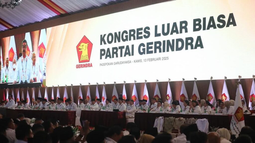 Prabowo Terpilih Kembali Jadi Ketum Gerindra dalam Kongres Luar Biasa Partai Gerindra