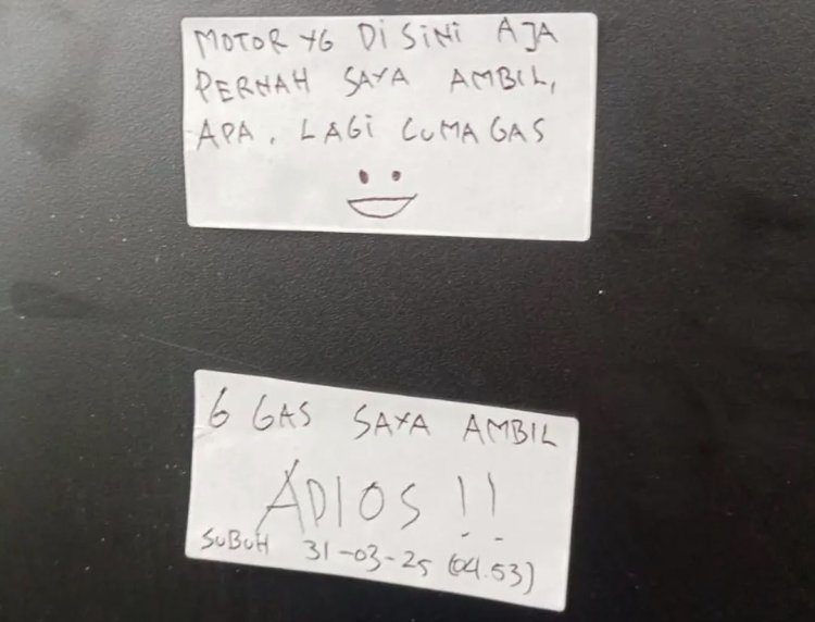 Maling Curi Emam Tabung Gas di Dua Warung Makan Sampai Tinggalkan Tulisan
