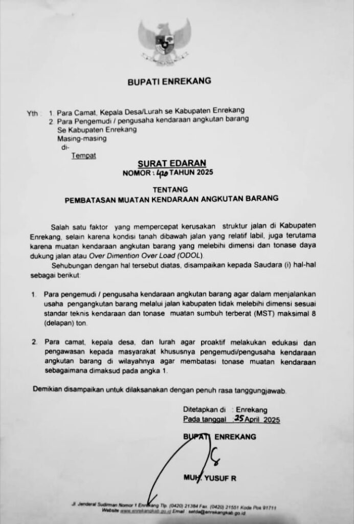 Dishub Enrekang Aktifkan Pos Pengawasan Tonase di Poros Cakke–Baraka 2 Dishub Enrekang Aktifkan Pos Pengawasan Tonase di Poros Cakke–Baraka