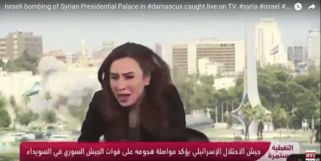 Israel Bombardir Damaskus Saat Siaran Langsung Televisi, Jurnalis dan Presenter Lari Menyelamatkan Diri - Israel - Gambar 662