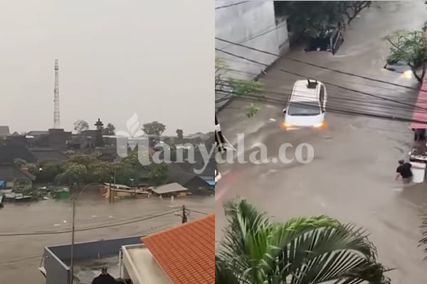Potret udara banjir yang merendam permukiman warga di Denpasar, Bali, Kamis (11/9/2025). Foto diambil menggunakan drone, dok. istimewa.