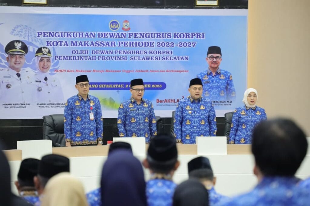 Pengukuhan Dewa Pengurus KORPRI Kota Makassar Periode 2022-2027, Kamis 2/10/2025.
