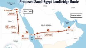Jalur kapal di Bab al-Mandab, Arab Saudi. (Dok. Linkedin/The Maritime)