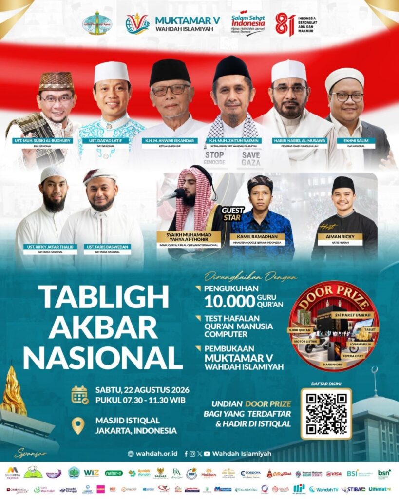 Deretan Da'i Nasional Siap Meriahkan Tabligh Akbar Nasional dan Pembukaan Muktamar V Wahdah Islamiyah di Masjid Istiqlal Besok 1